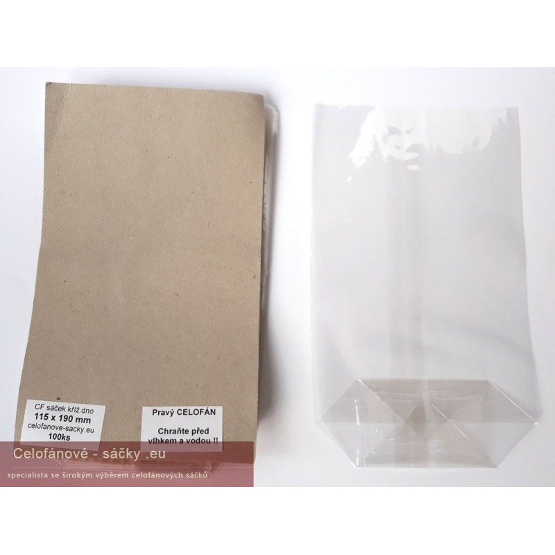 Celofánový sáček s křížovým dnem - PRAVÝ CELOFÁN, balení 100ks
