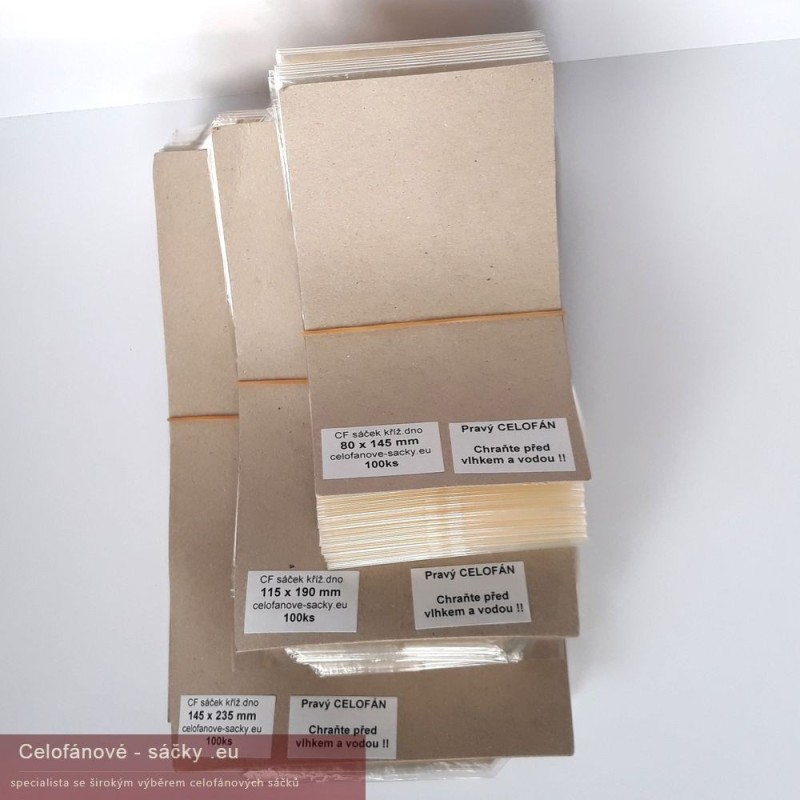 Celofánový sáček s křížovým dnem - PRAVÝ CELOFÁN, balení 100ks