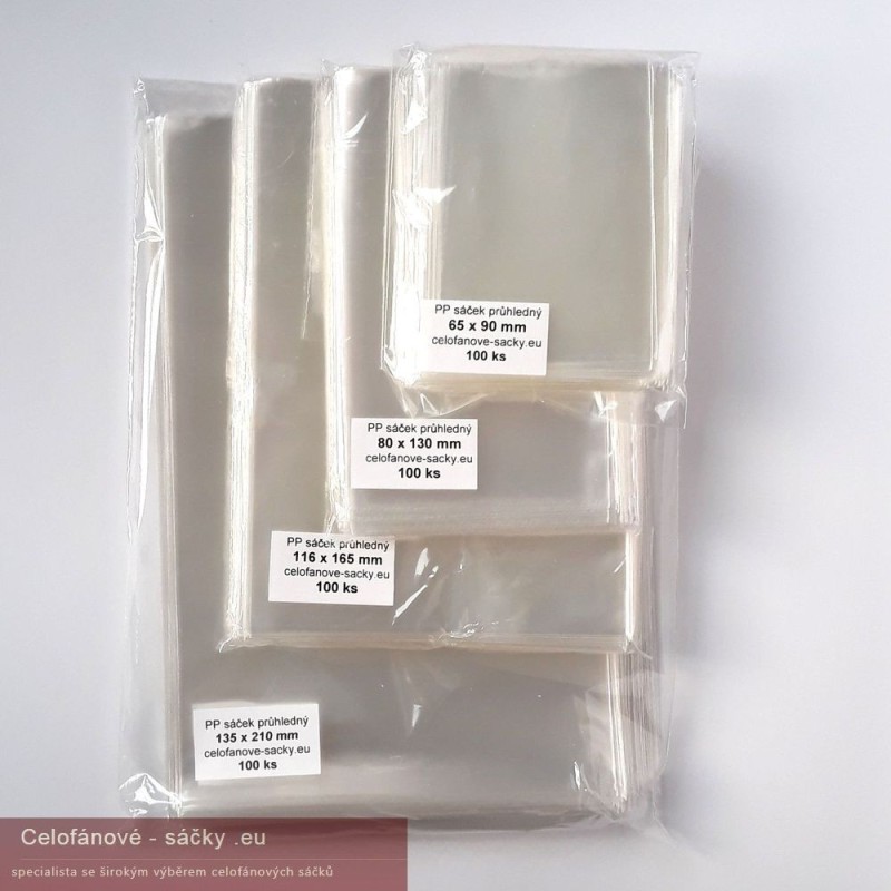 PP Celofánový sáček plochý, průhledný, balení 100ks